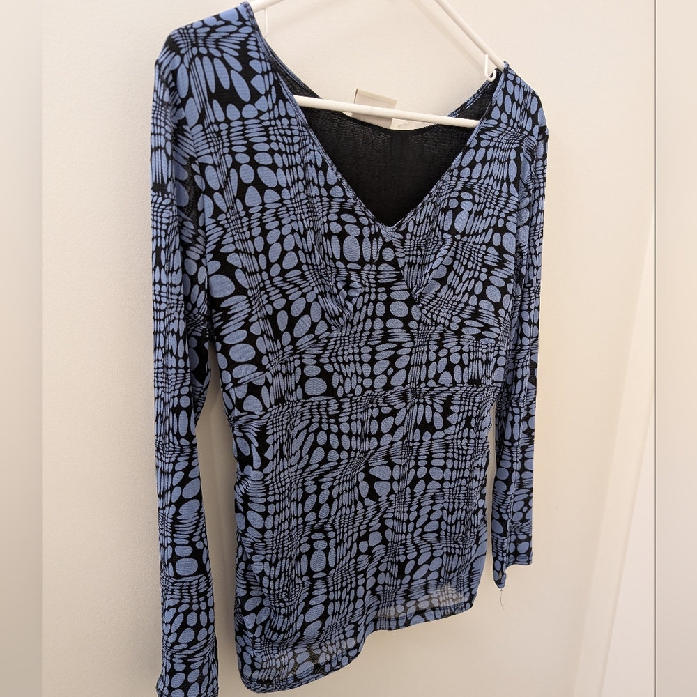Mesh Layered Stretchy Bustier Top Y2K YZZA • Blue & Black • Size L